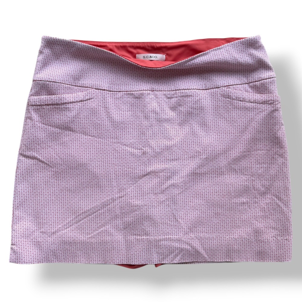 SC & CO Womens XL White Coral Geometric Tummy Control Golf Tennis Athletic Skort